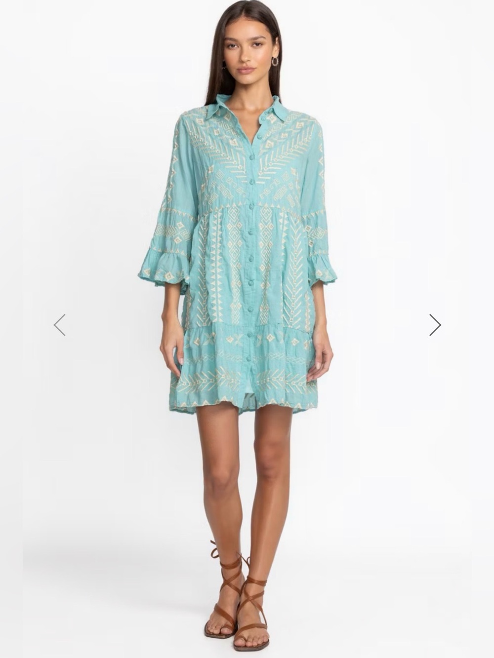 Johnny Was Workshop Charis Easy Tiered Dress Marine Blue Small